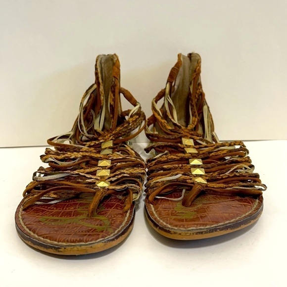 Sam Edelman Gladiator Brown Gold Sandals - Picture 6 of 9